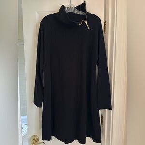 Duffield Lane Black Dress with Gold Zipper Cowl Neck-size L